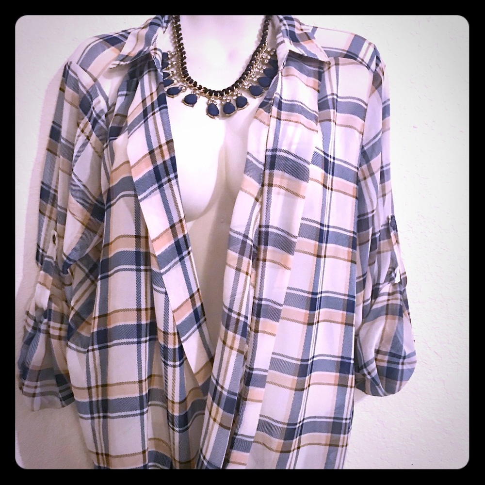 Flannel open tunic shirt